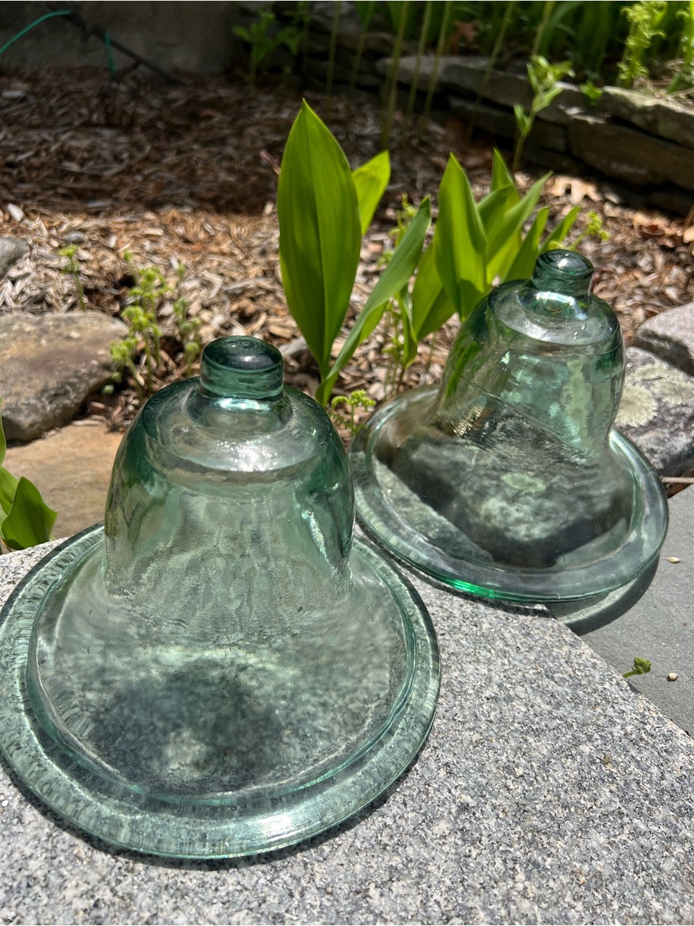 Vintage Pair of Hand Blown French Garden Cloche